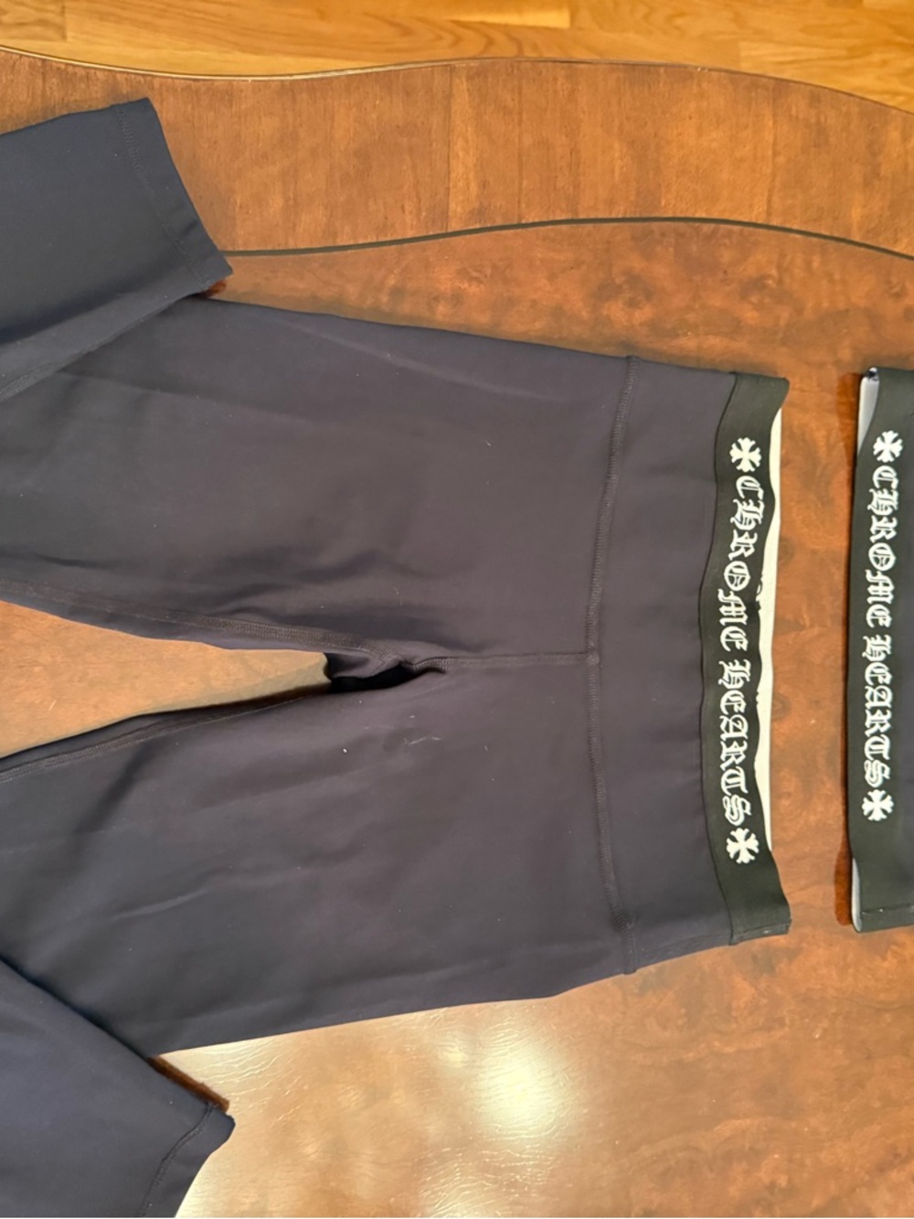 Chrome Hearts Black SET Sports Bra AND Pants with White Logo Band